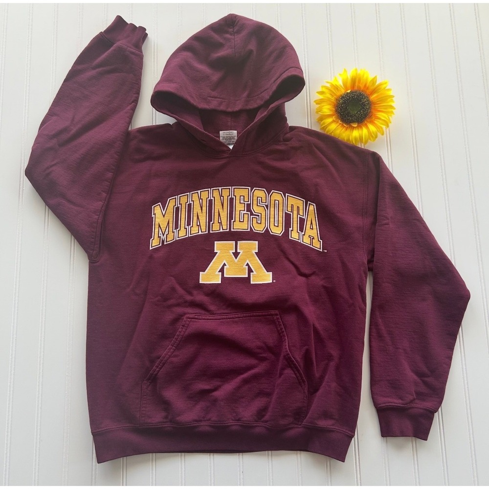 Gildan (Hoodie) (S) Mens Maroon Excellent University of Minnesota Gophers Logo